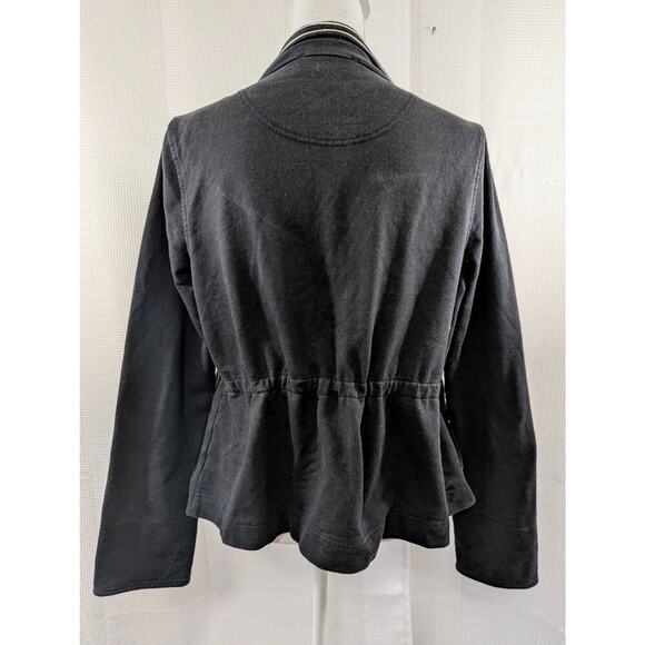 JONES NEW YORK SIG PETITE! BLACK, WHITE ZIPPER FRONT, SWEATSHIRT JACKET! SZ PM - Picture 8 of 9